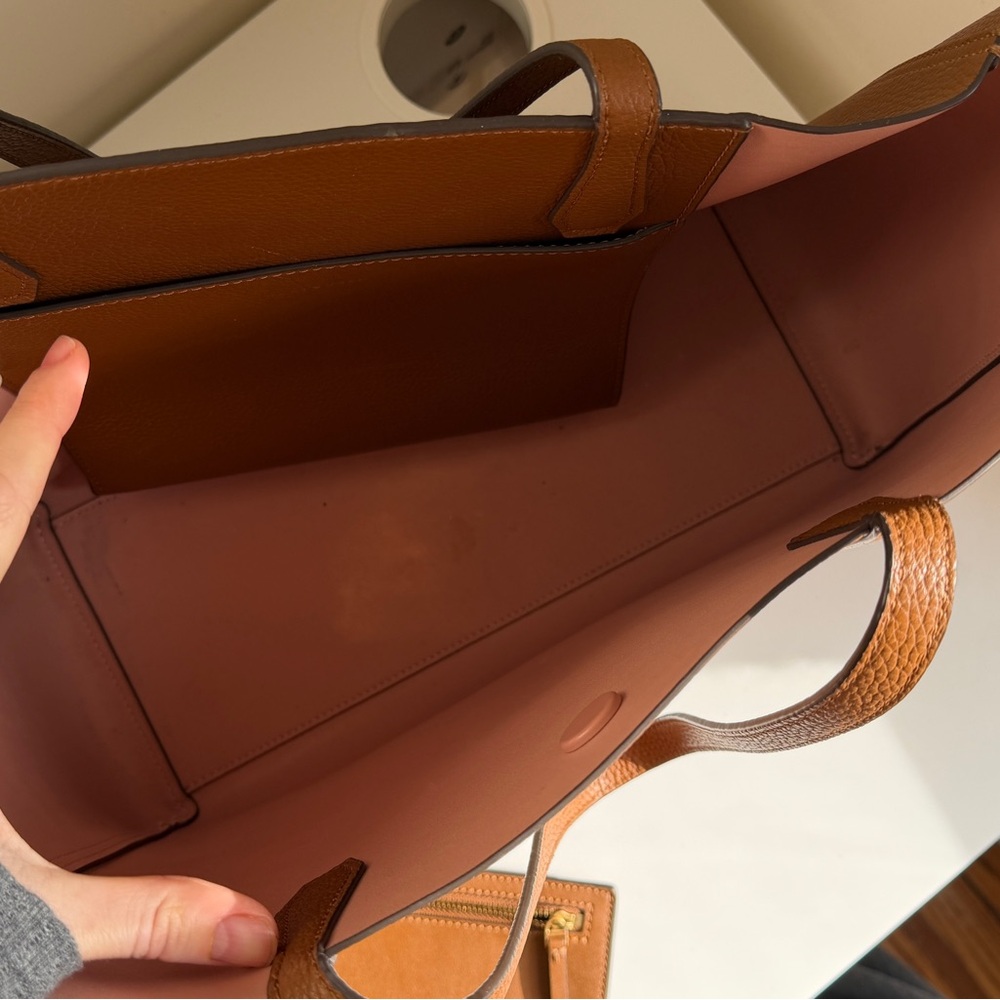 Tory Burch Brown Leather Tote with Exterior Zip Pocket - Picture 6 of 11